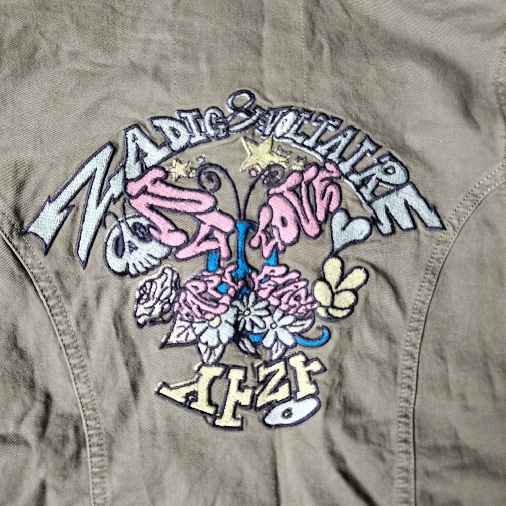 Zadig & Voltaire Military Coat Kids 8 Army Green NEW Embroidered Utility Jacket